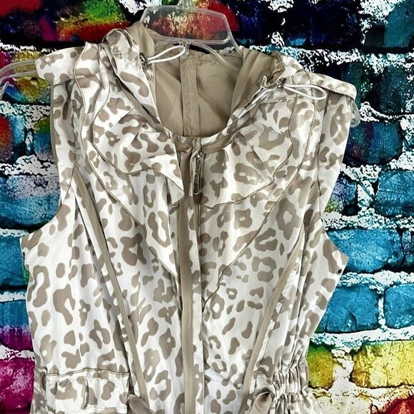 Sleeveless Animal Print Reversible Hooded Outdoor Vest Jacket Small - Picture 8 of 11